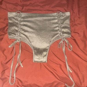 iHeartRaves sage green lace up booty shorts